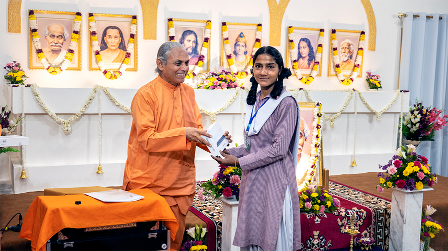 YSS Dwarahat Ashram Distributes Tablets to Girl Students